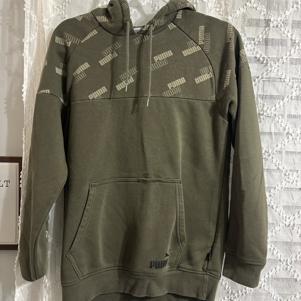 PUMA Men's Green Logo Hoodie